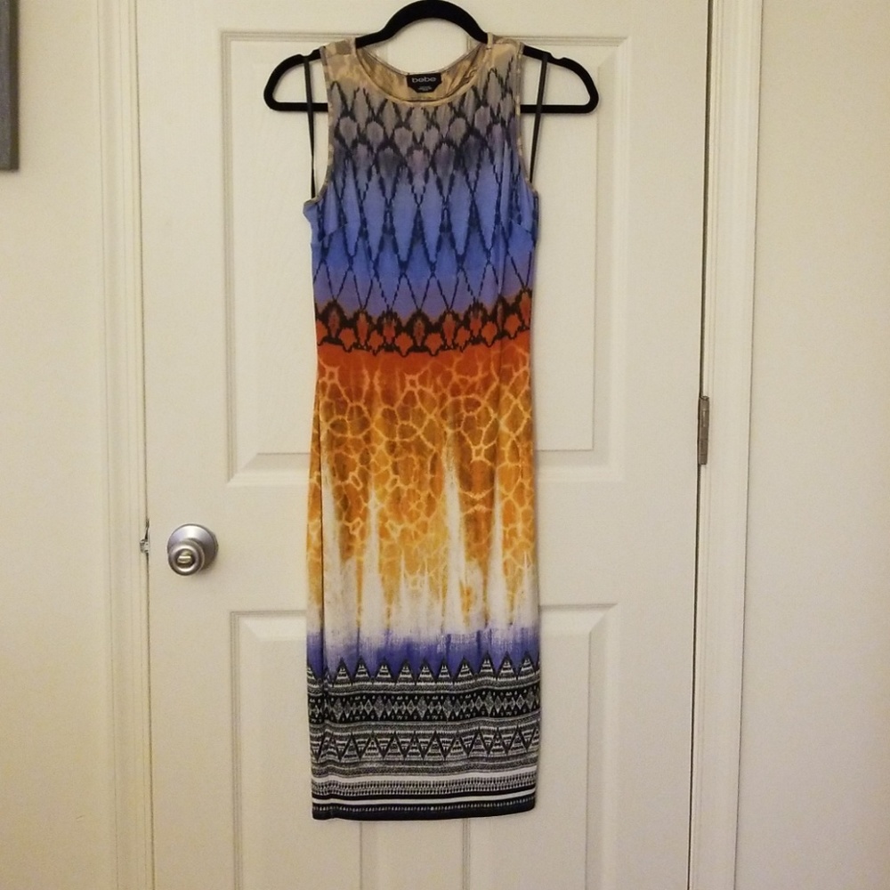 Bebe knot-back detail printed midi dress